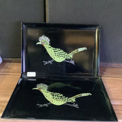 Flyby Provisions - Vintage - Hand painted Roadrunner trays 4set