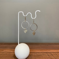 One seed design - sterling silver diamond hoops