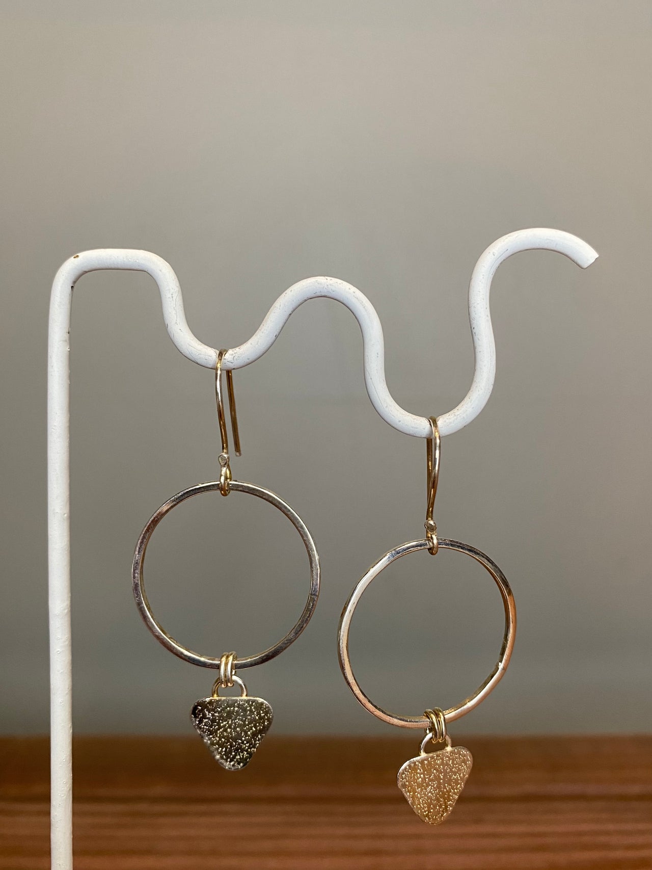 One seed design - sterling silver diamond hoops
