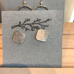 One seed design - sterling silver square studs