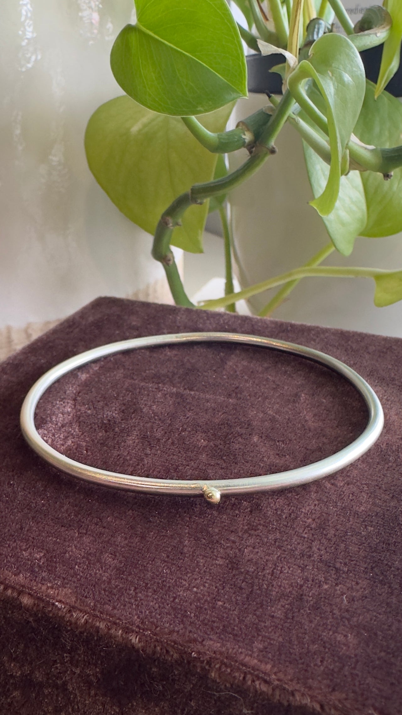 Cindre - Sterling Silver Bangle with 14k Solid Gold Nubbin