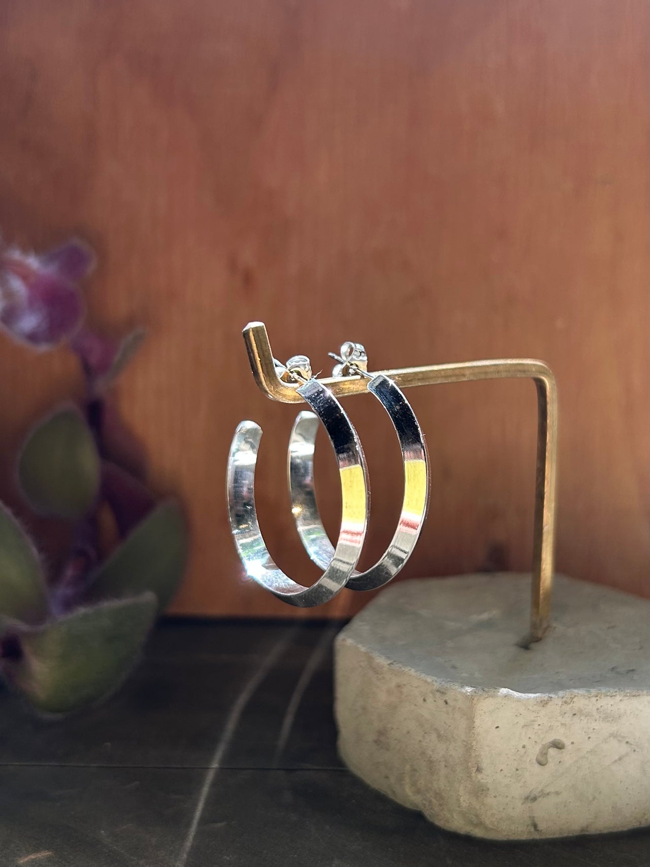 One Seed Design - Sterling Silver Triangle Wire Hoop Earrings - FB004