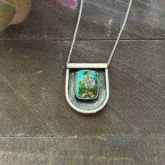 One Seed Design - Sonoran Mountain Turquoise Shadowbox Necklace - FB010