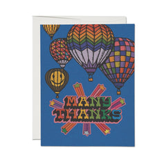 Red Cap Cards - Greeting Card - "Many Thanks" Hot Air Balloons