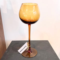 Clay + Coda- Item #117- Amber Art Wine Glass