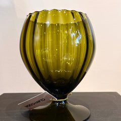 Clay + Coda- Item #109- Green Optic Striped Vase
