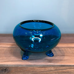 Clay + Coda - Vintage MCM Blue Flowerlike Footed Vase (125)