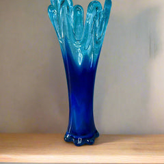 Clay + Coda - Vintage Mid Century Modern Blue Swung Art Vase (132)