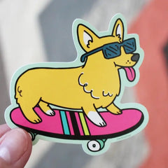 Free Period -Skateboarding Corgi sticker