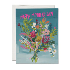Red Cap Cards - Greeting Card - Neon Pink Bouquet of Flowers Mother's Day