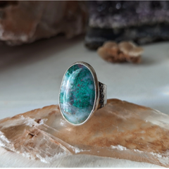 One Seed Design -Chrysocolla in Quartz Ring