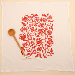 Kei & Molly - Tea Towel - Roses (Maroon)