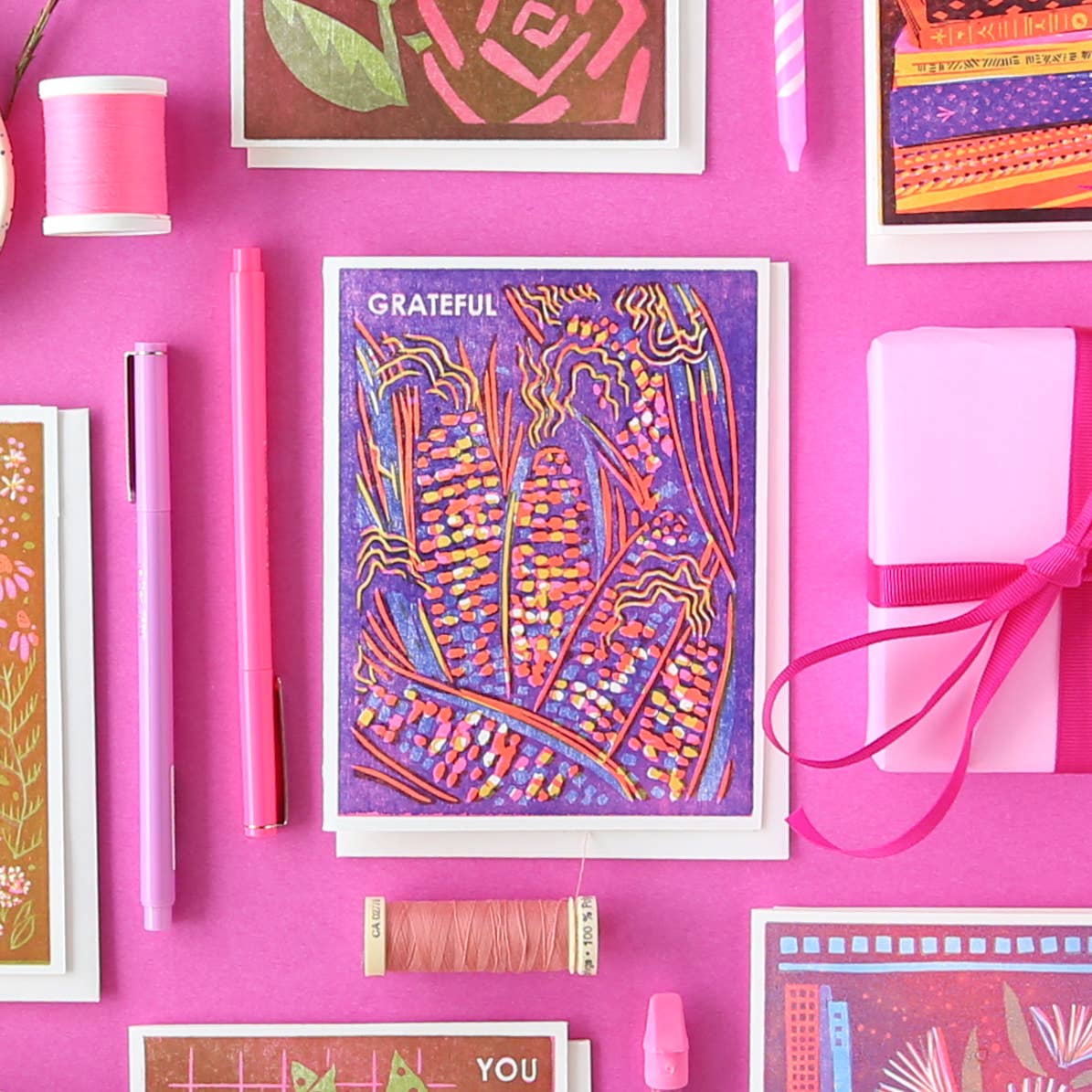 Grateful (Rainbow Corn) Gratitude Card