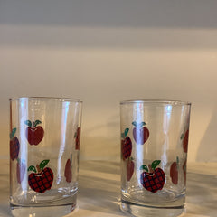Apple Vintage - Vintage Glassware - Vintage Hand painted Apples Glass set