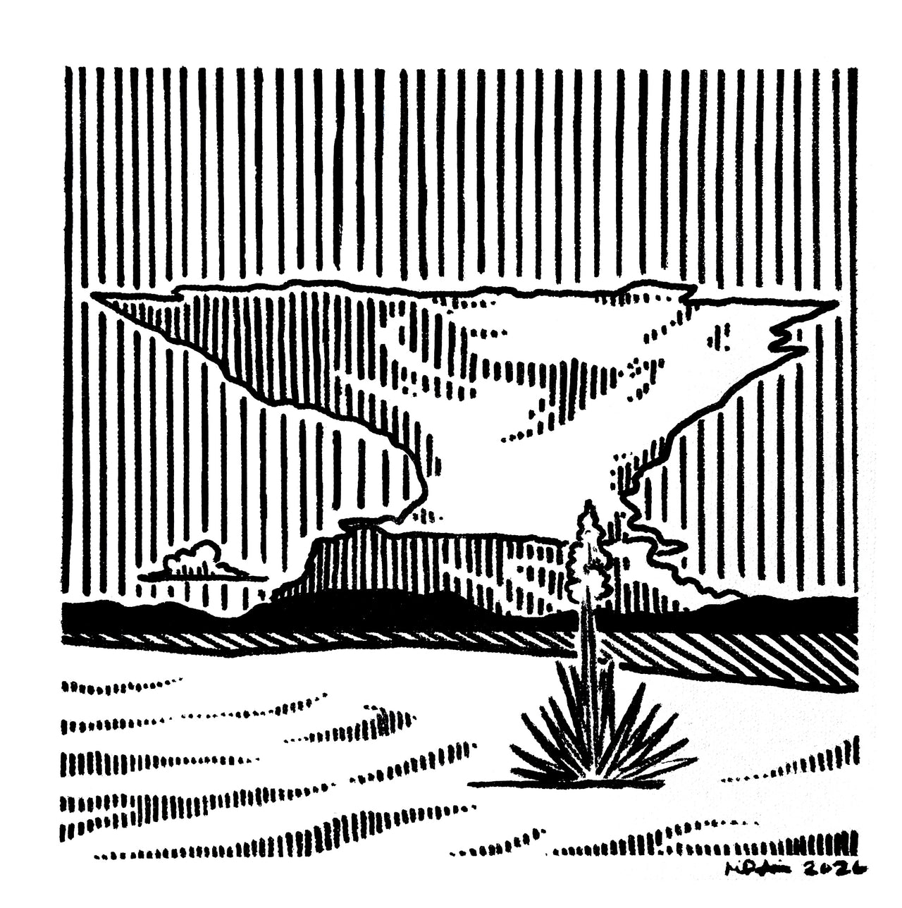 Mari Mathieu - "Thunderhead Over White Sands" 10”x10” Print