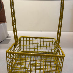 Vintage Yellow Coated Wire Basket - Small