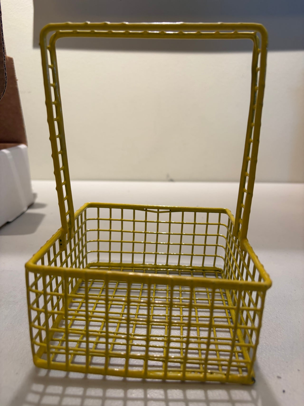 Vintage Yellow Coated Wire Basket - Small