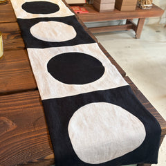 Circle Linen Table Runner - Large - B&W - Danica Favorito
