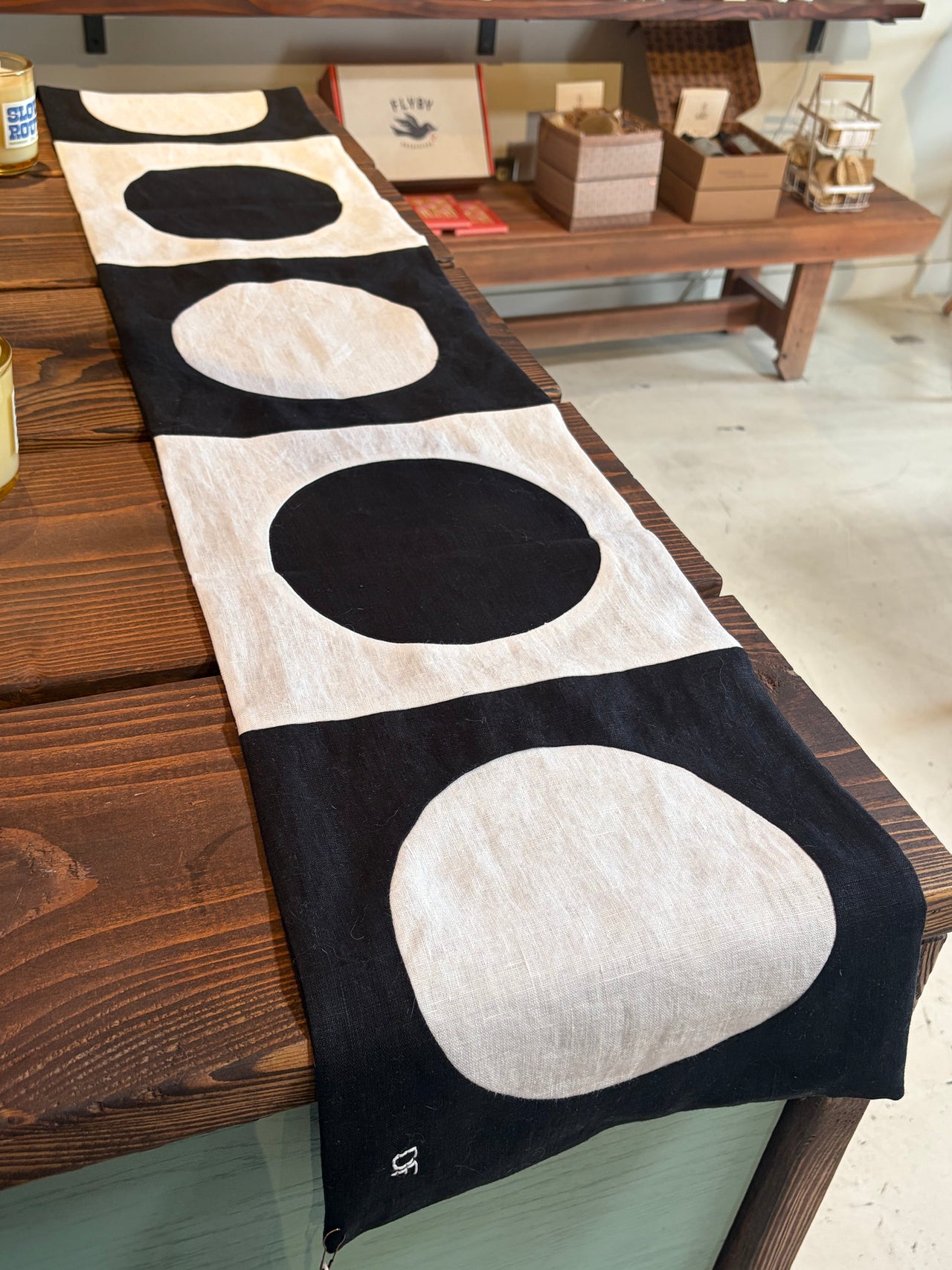 Circle Linen Table Runner - Large - B&W - Danica Favorito
