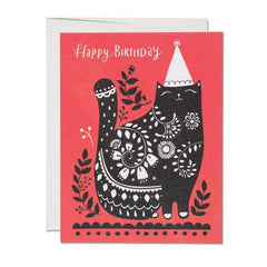 Red Cap Cards - Greeting Card - Black Cat Birthday