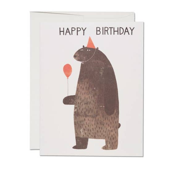 Red Cap Cards - Greeting Card - Party Bear Happy Birthday