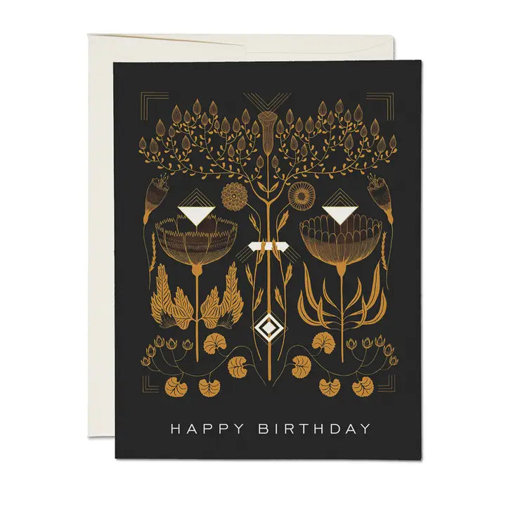 Red Cap Cards - Greeting Card - Amber Gold Birthday