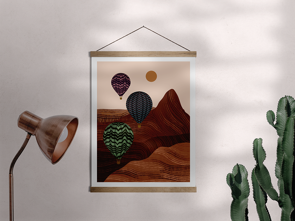Balloons in the Desert (No. 1) Art Print: 5x7