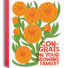 Growing Family Baby Gender Neutral Risograph Greeting Card