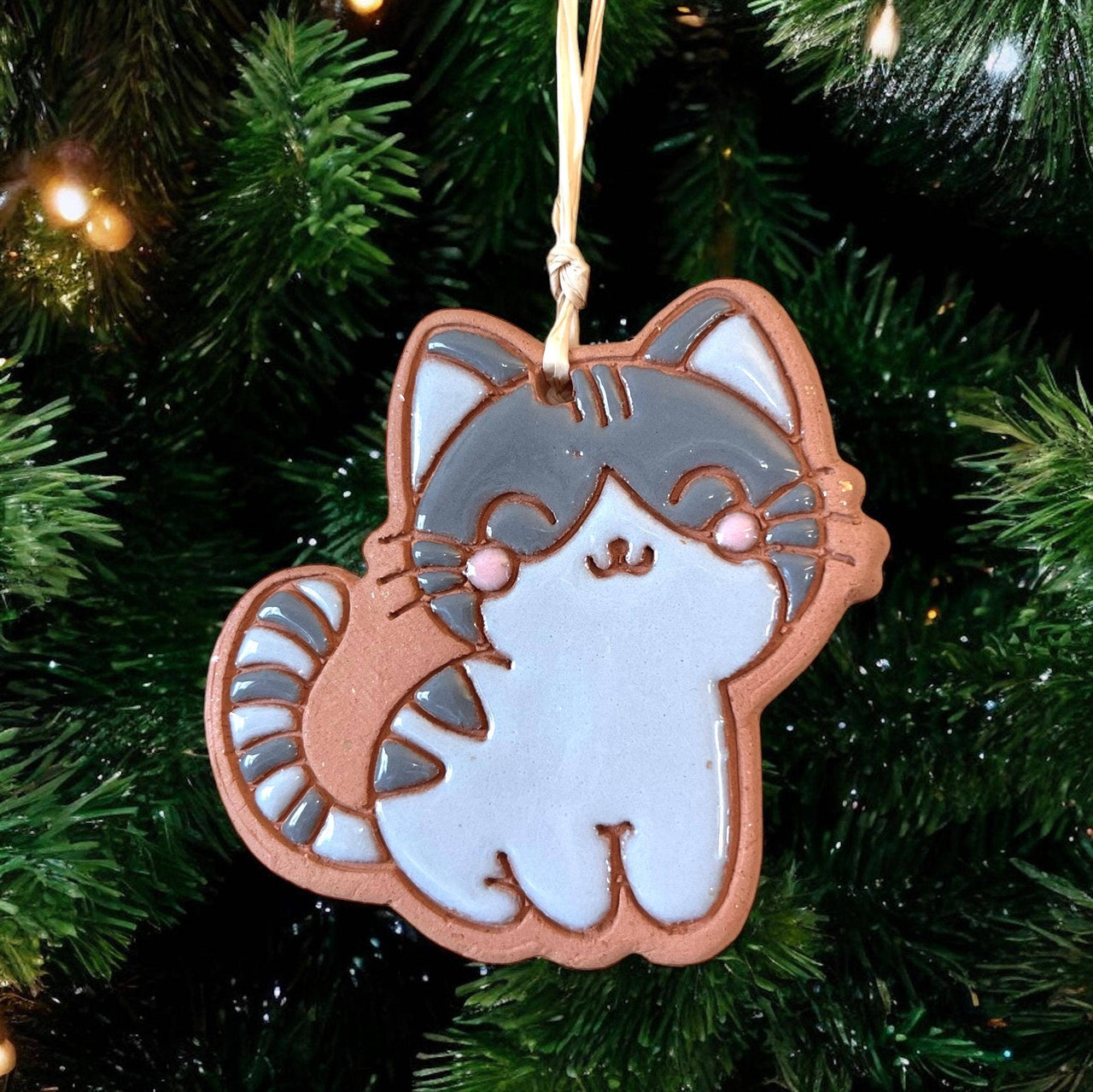Kawaii Kitty Cat Artisanally Crafted Ornament : Orange