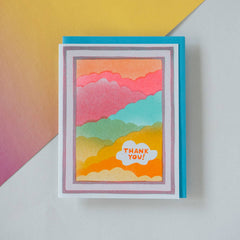 Thank you Clouds - Risograph Greeting Card