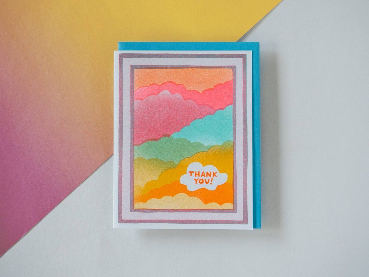 Thank you Clouds - Risograph Greeting Card