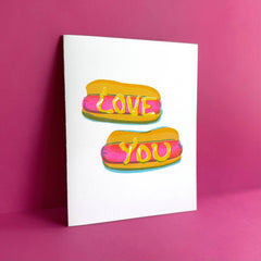 Hot Dog Love Risograph Love Card