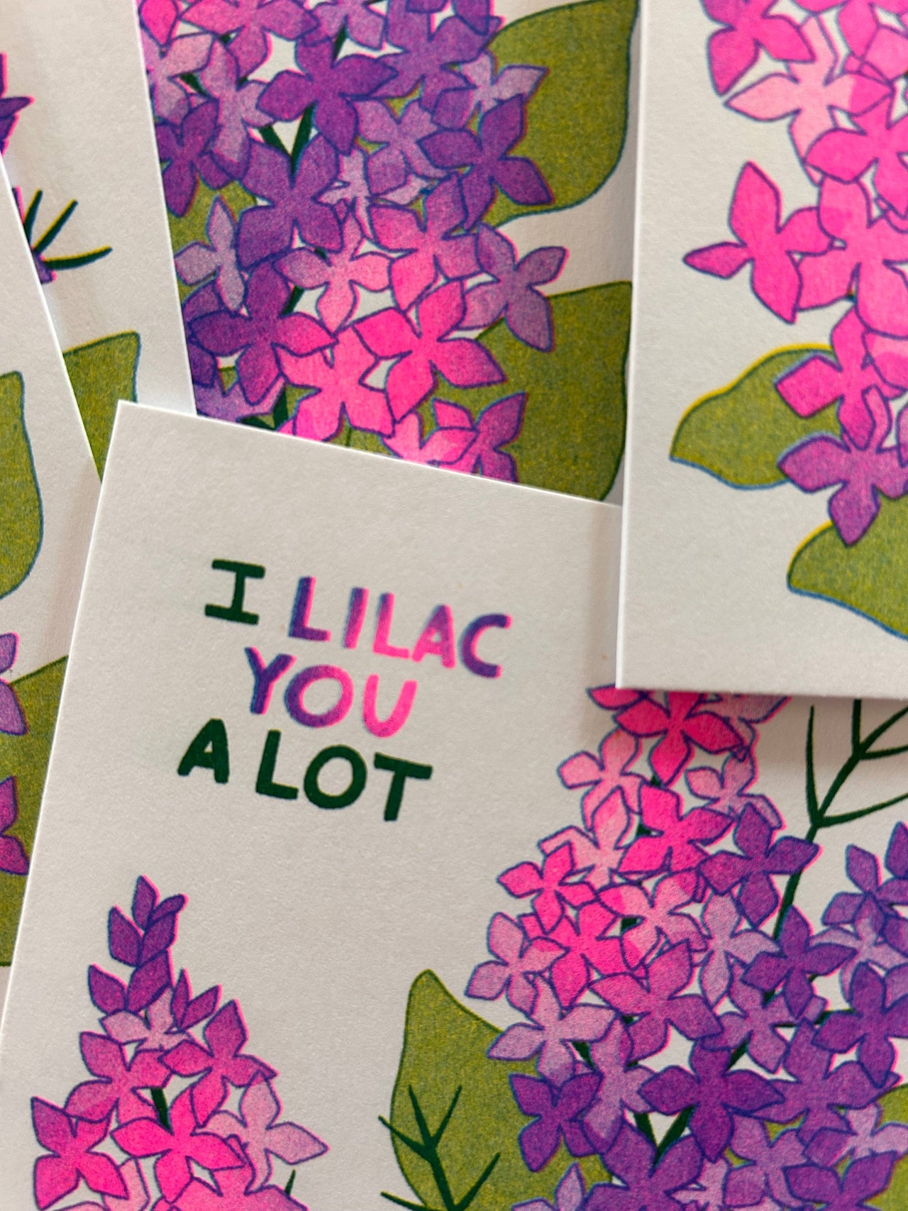 I Lilac You A Lot -  Risograph Greeting Card