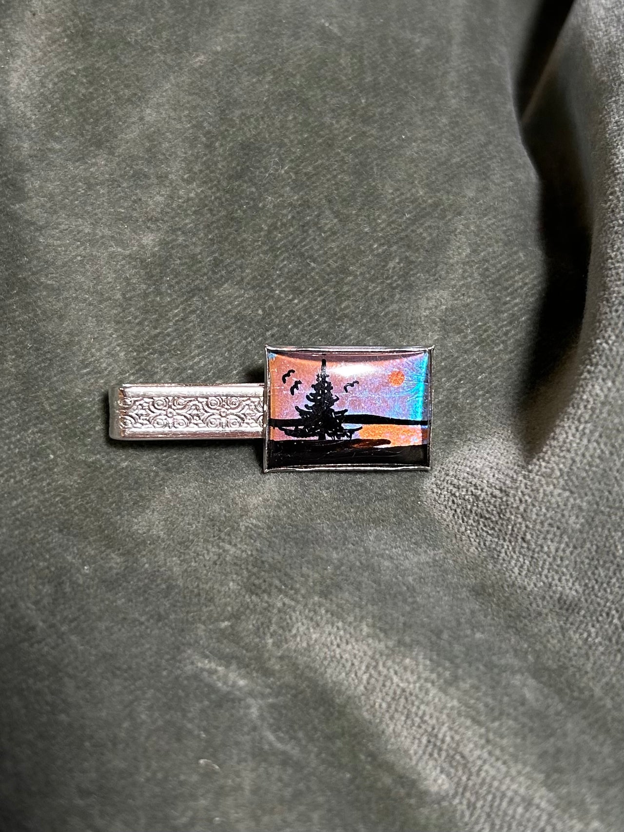 Flyby - Vintage Jewelry - Tie Clip Painted Butterfly Wing