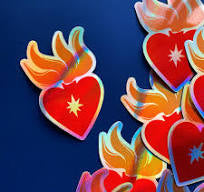 Sacred Heart Holographic Sticker - Red