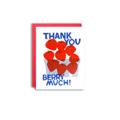Thank you Berry Much Risograph Strawberry Card