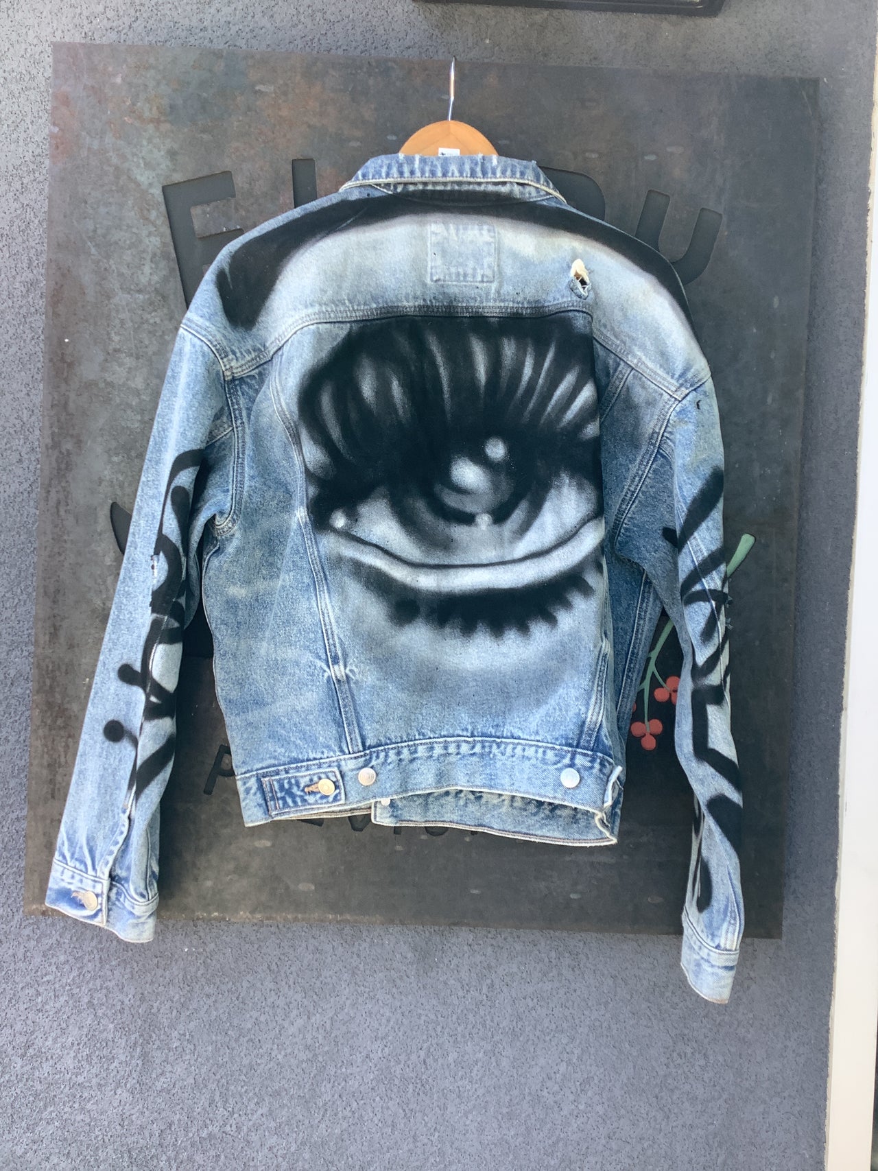 Vintage Clothing - Alonzo R. Custom denim jacket Eye love hard 1/1