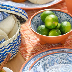 Mexican Woven Palm Tortilla Basket: Multi-Colored
