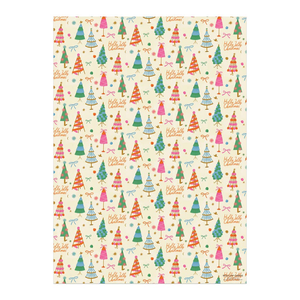 Red Cap Cards - Holly Jolly Trees Wrapping Paper