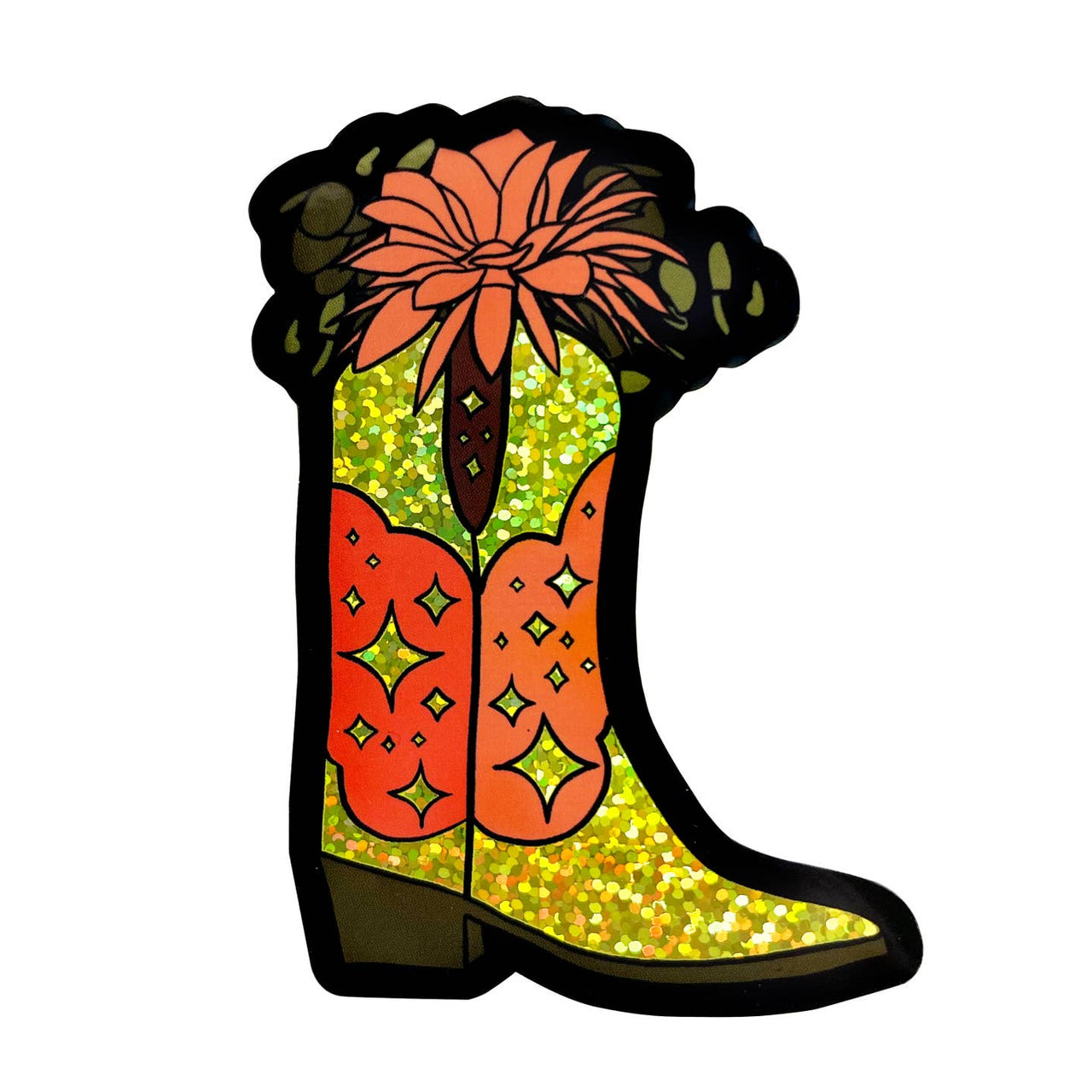 Boss Dotty - Sticker - Floral Glitter Boot