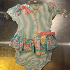 Apple Vintage - Blue pin strip onesie dress