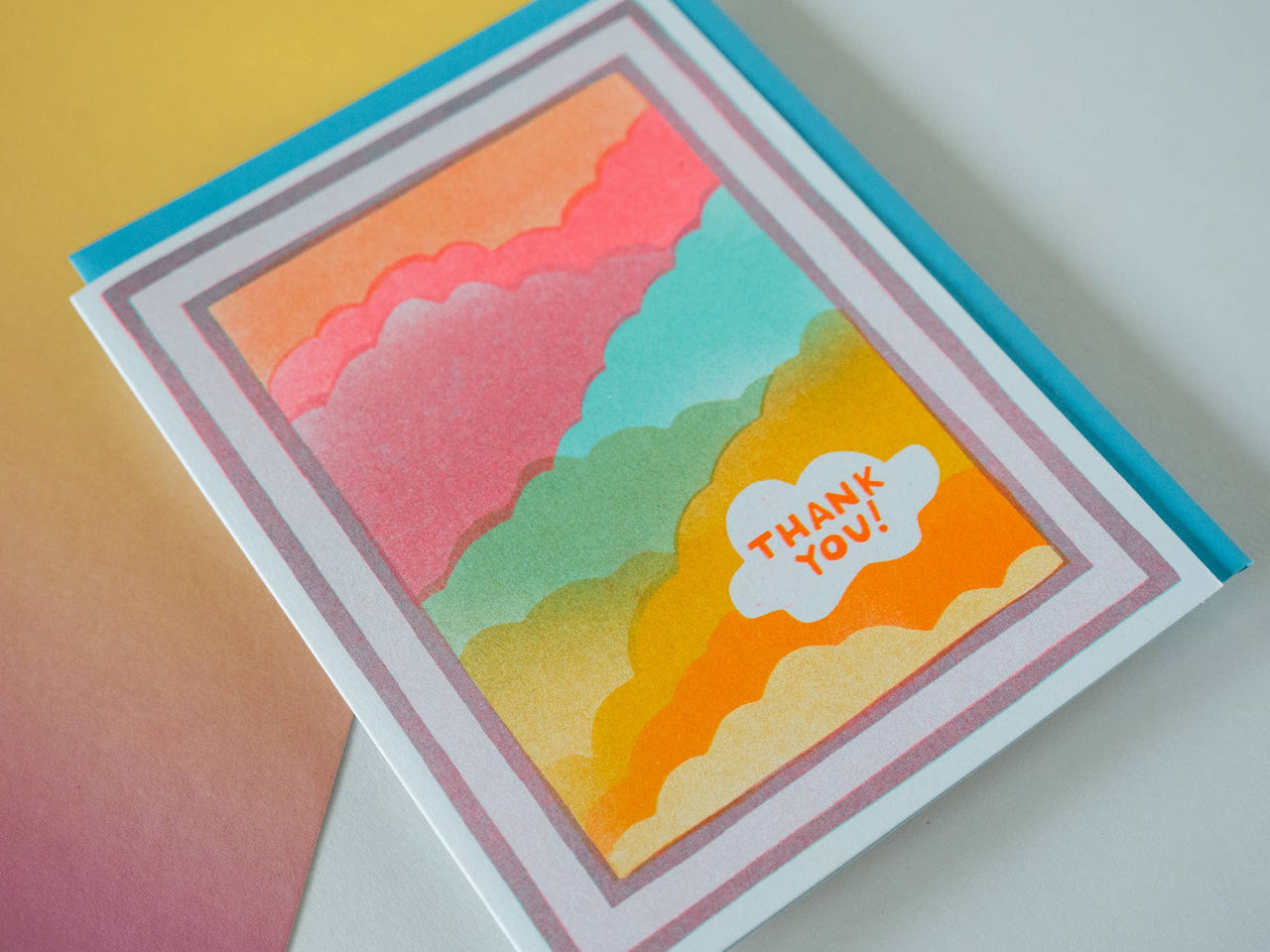 Thank you Clouds - Risograph Greeting Card