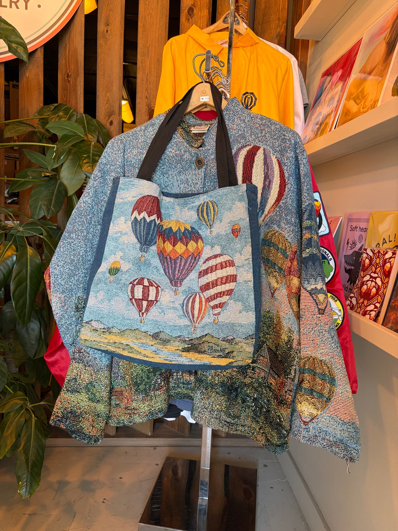 Vintage Hot Air Balloon Sugar Street Weavers Blanket Coat and Tote