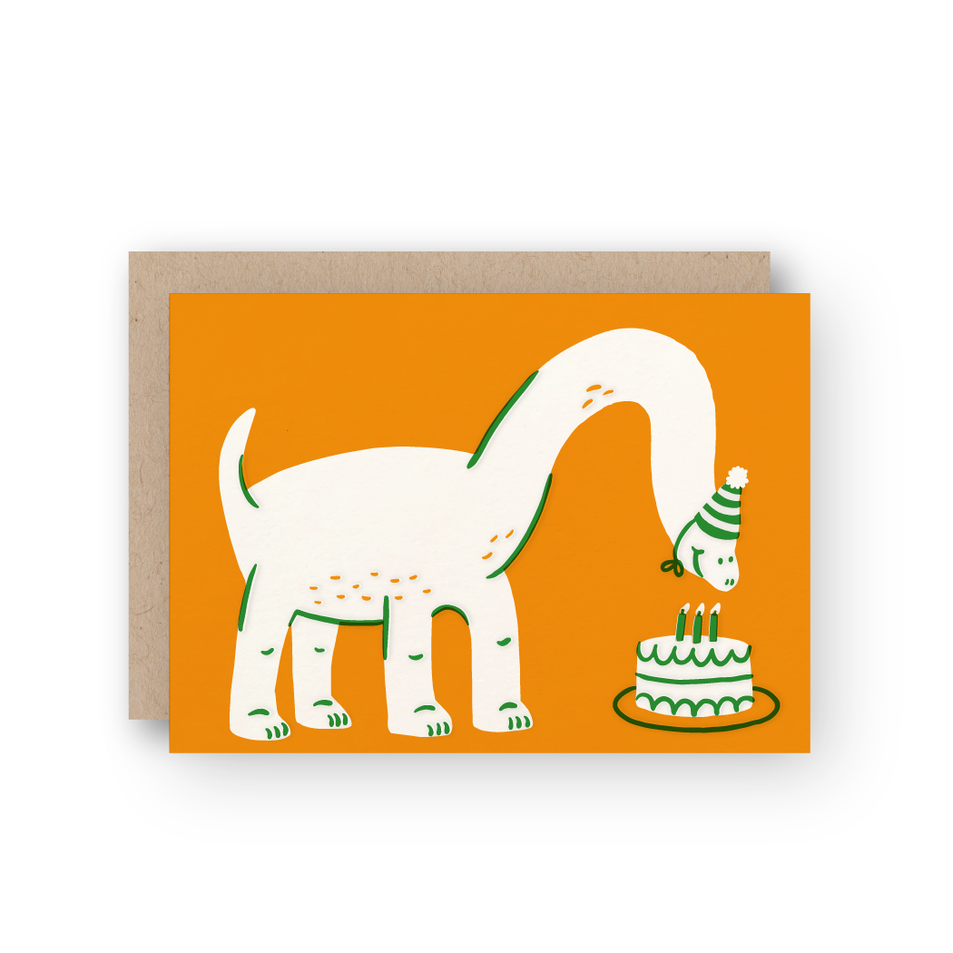 Birthday Dinosaur Letterpress Greeting Card