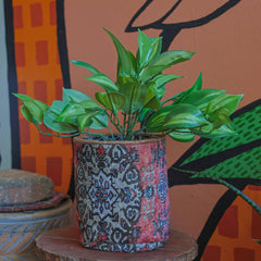 Vintage Rug Pattern Storage and Plant Basket