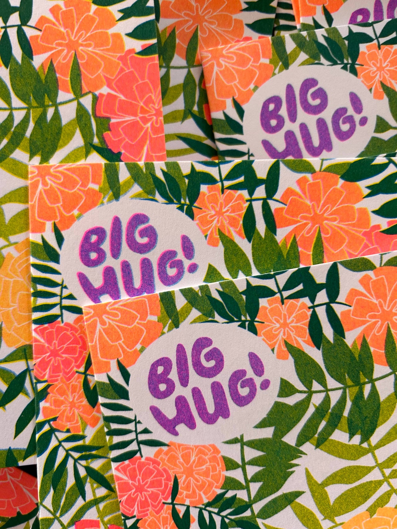 Big Hug - Marigold Risograph Greeting Card