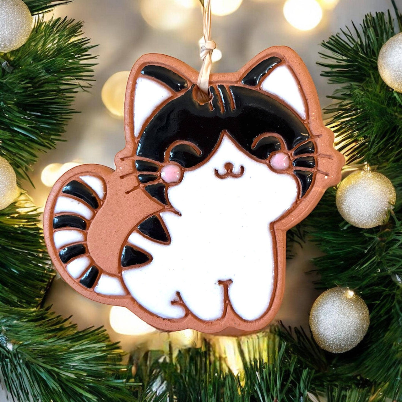 Kawaii Kitty Cat Artisanally Crafted Ornament : Orange