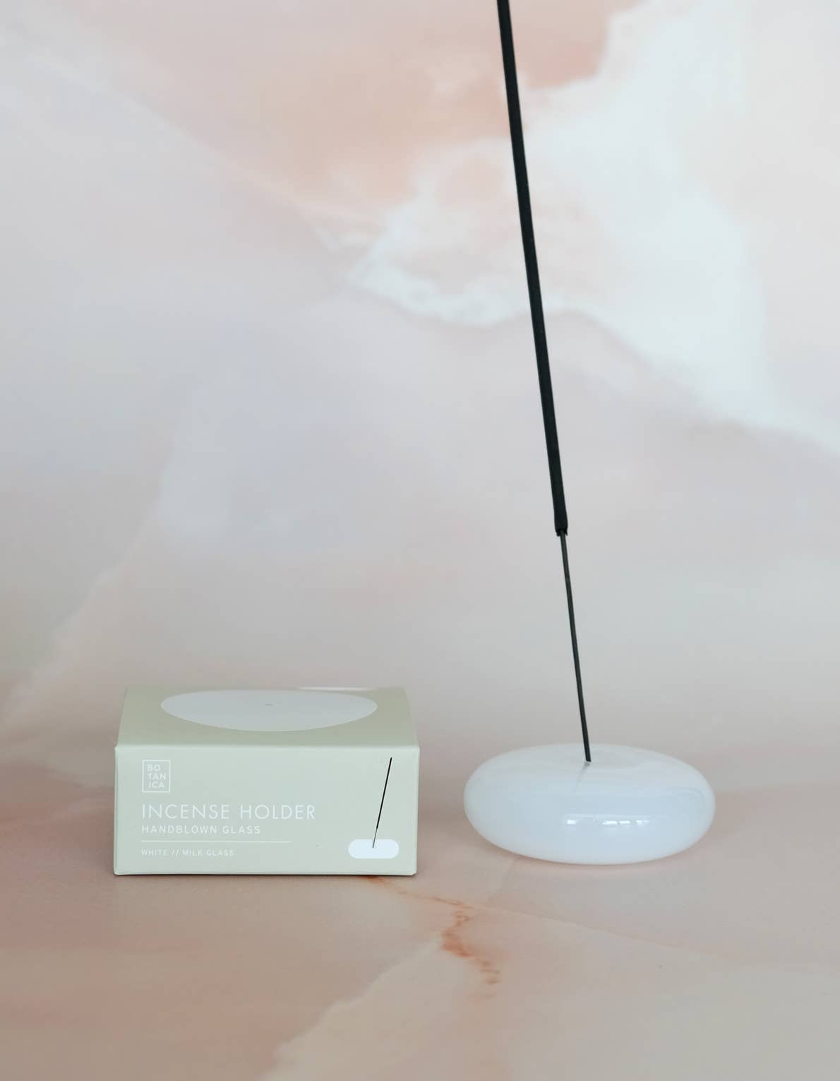 Glass Bubble Incense Holder : White Milk Glass