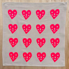 Heart screenprinted tea towel