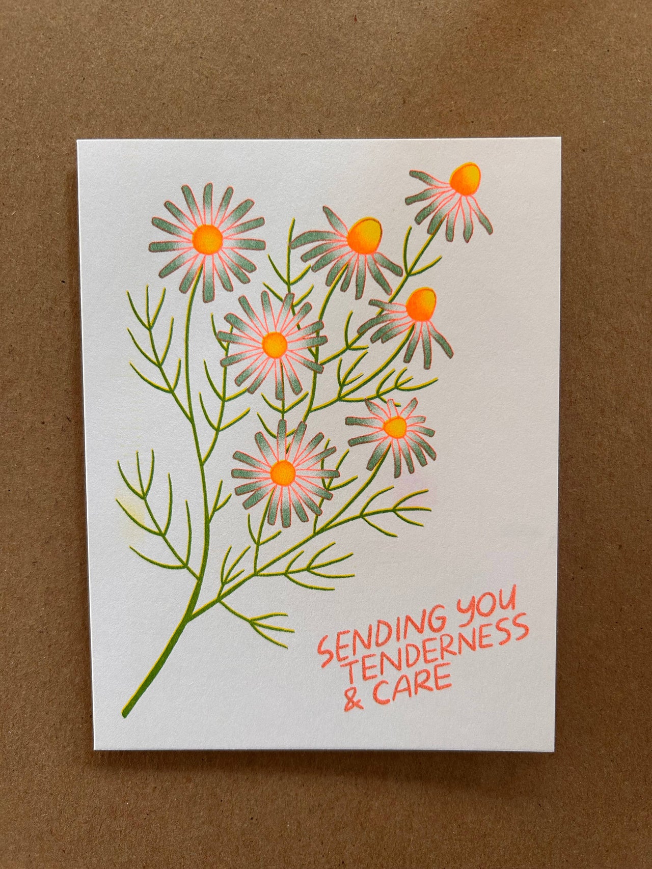 Tenderness & Care - Chamomile Risograph Greeting Card